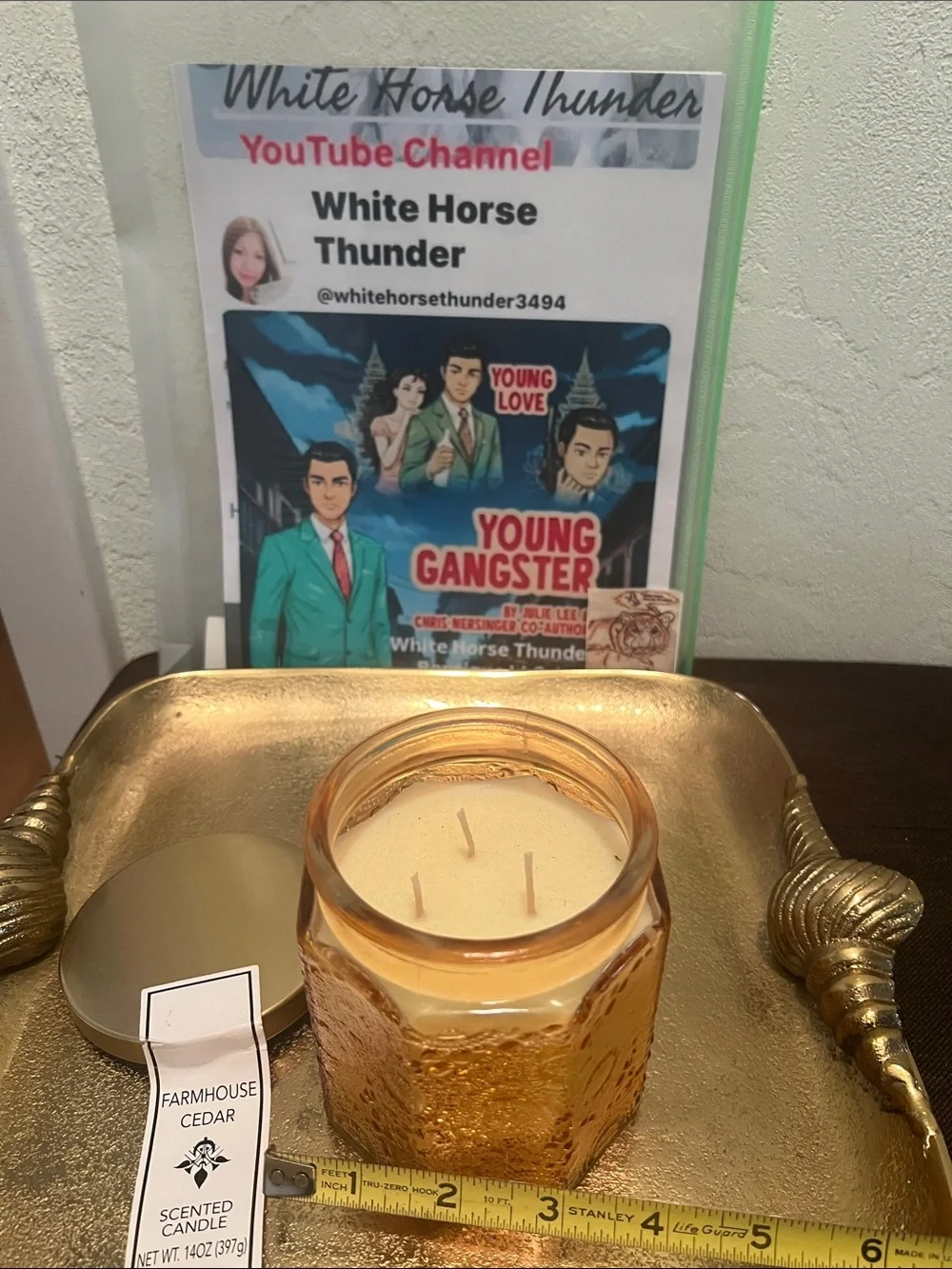 #2053: Net WT.14OZ(397g) Shooting Farmhouse Cedar Scented Candle/Amber Glass Jar - Picture 5 of 15